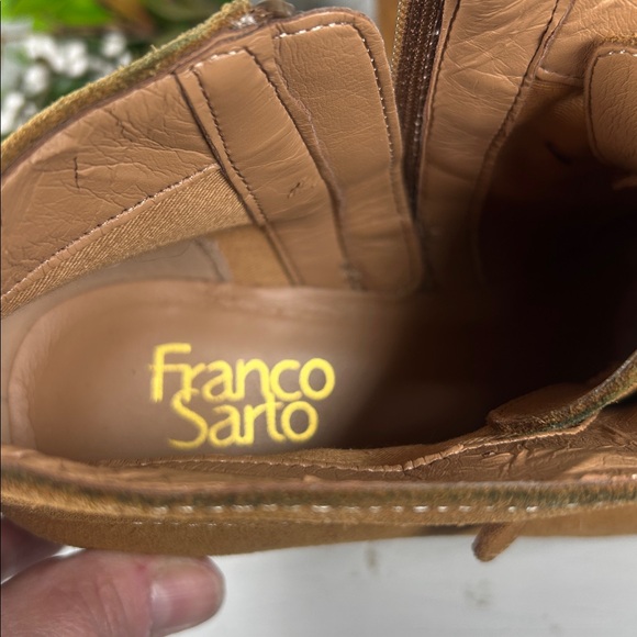 Franco Sarto “Brooke” Suede Wedge Heeled Bootie Side Zip Buckle Accent Size 7 - Picture 10 of 12